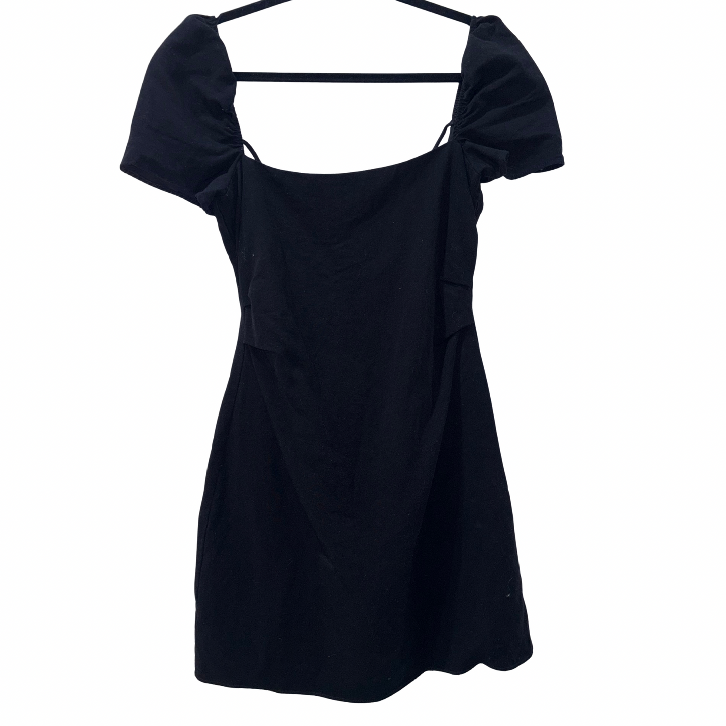 Zara Black Ruffle Sleeve Crossback Mini Dress