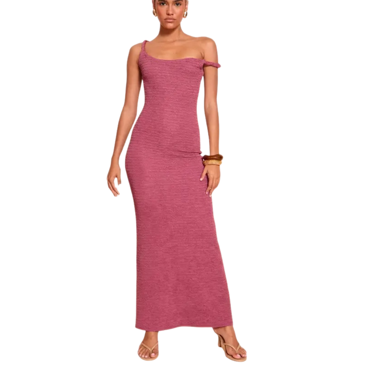 PLT Maroon Crinkle Maxi Dress