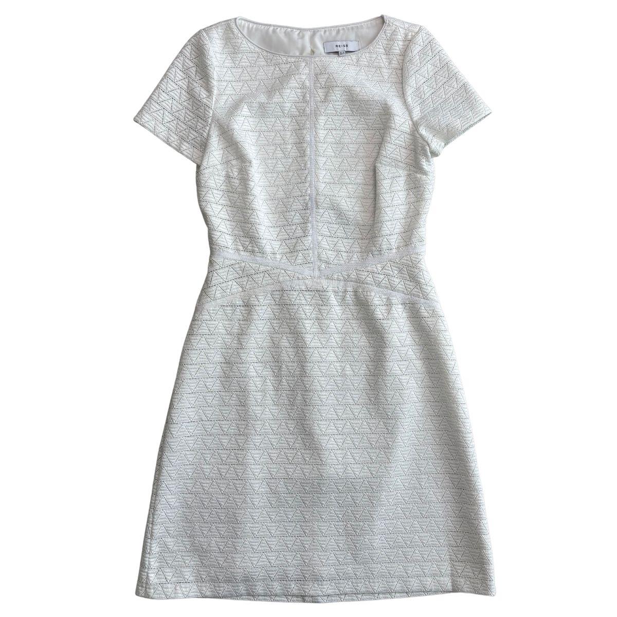 Reiss Cream Geometric Cut Out Mini Dress