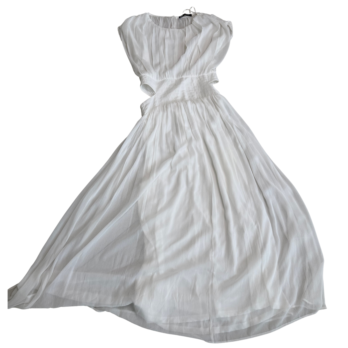 Zara White Cut Out Midaxi Dress