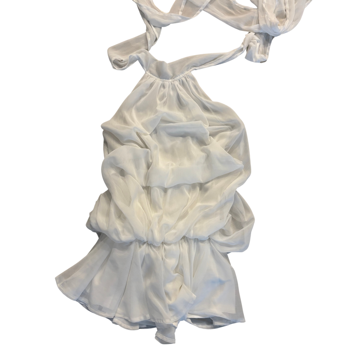 White Mesh Halterneck Mini Dress