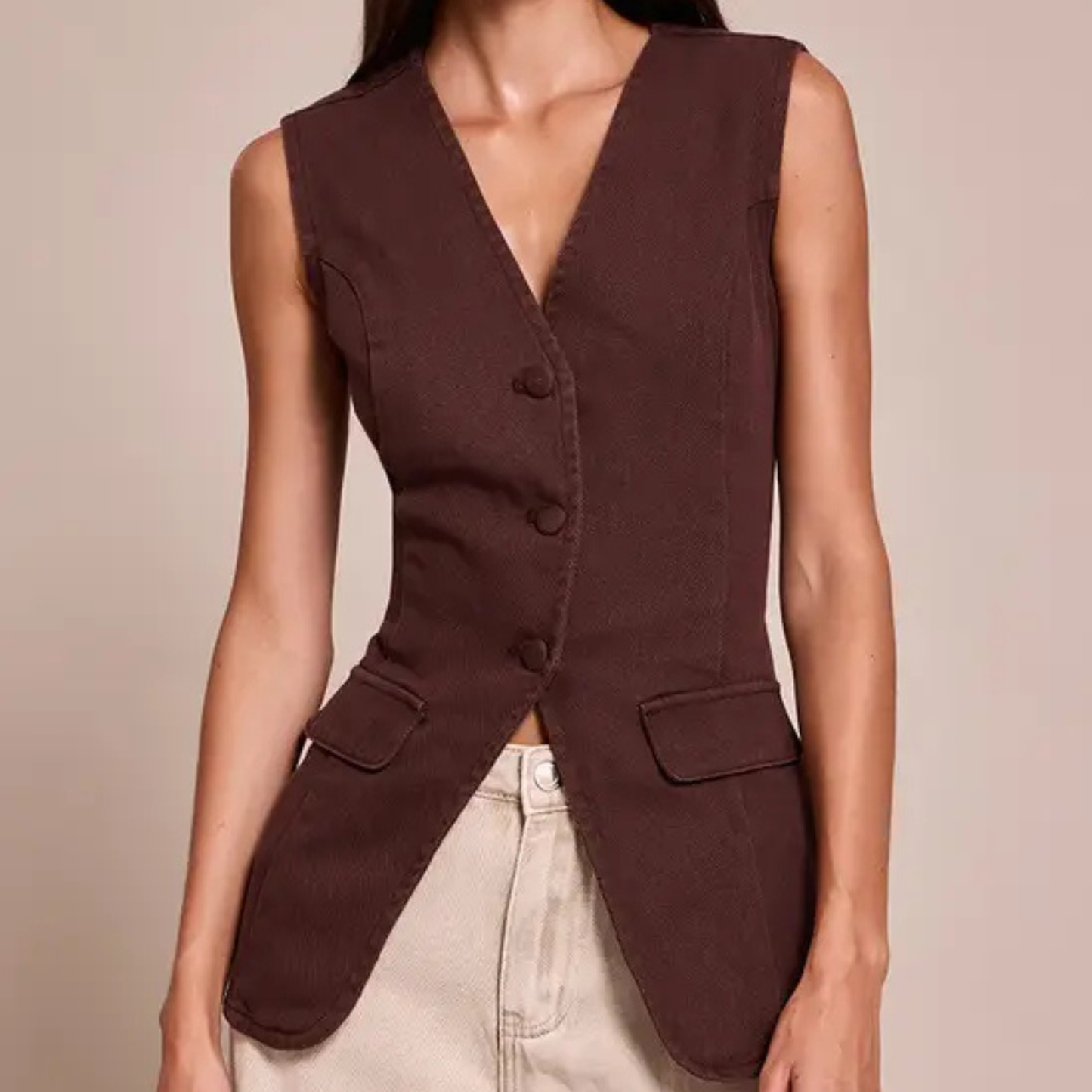 PLT Brown Denim Waistcoat