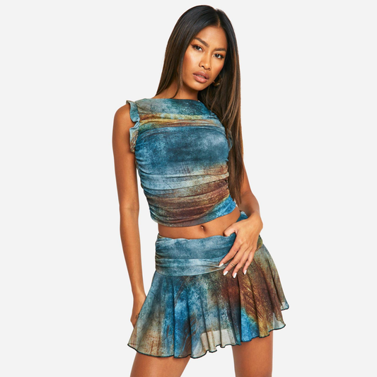 Boohoo Blue & Green Abstract Co-Ord