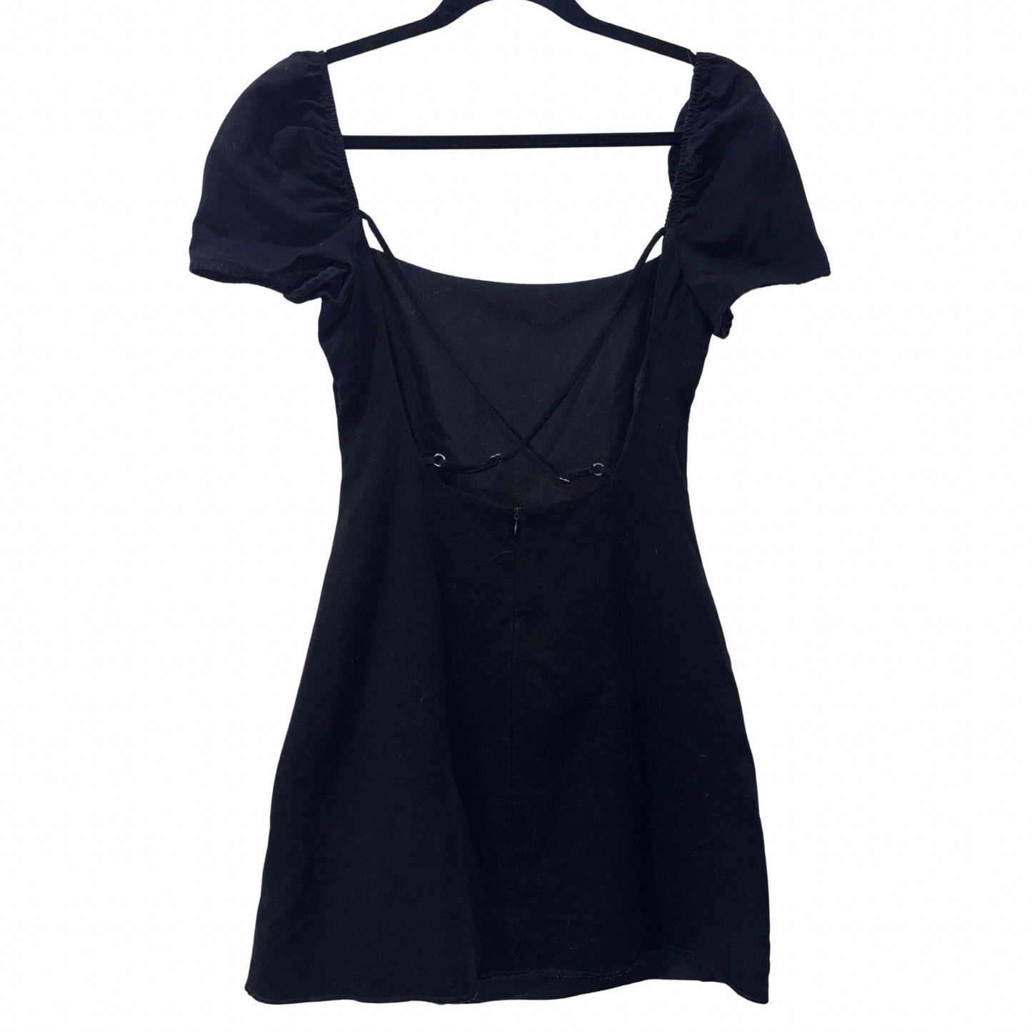 Zara Black Ruffle Sleeve Crossback Mini Dress