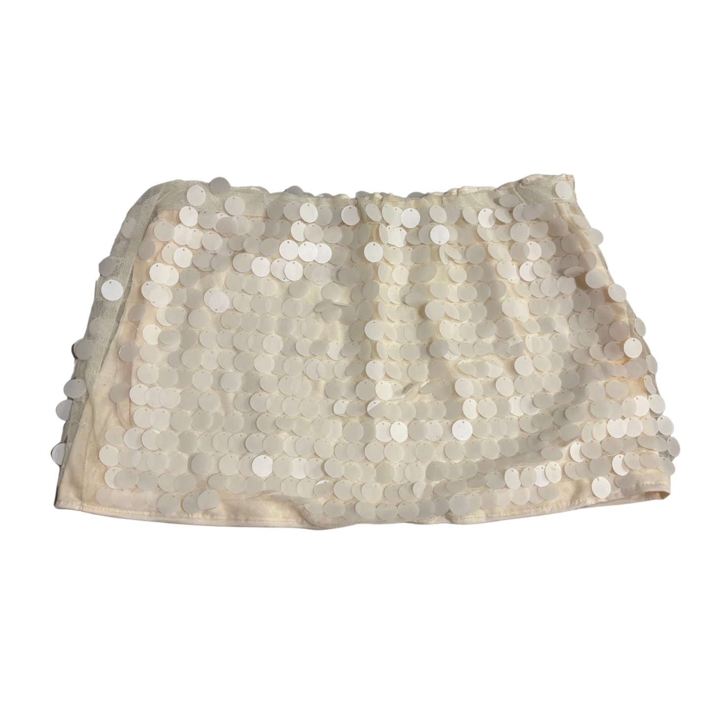 Cream Sequin Mini Skirt
