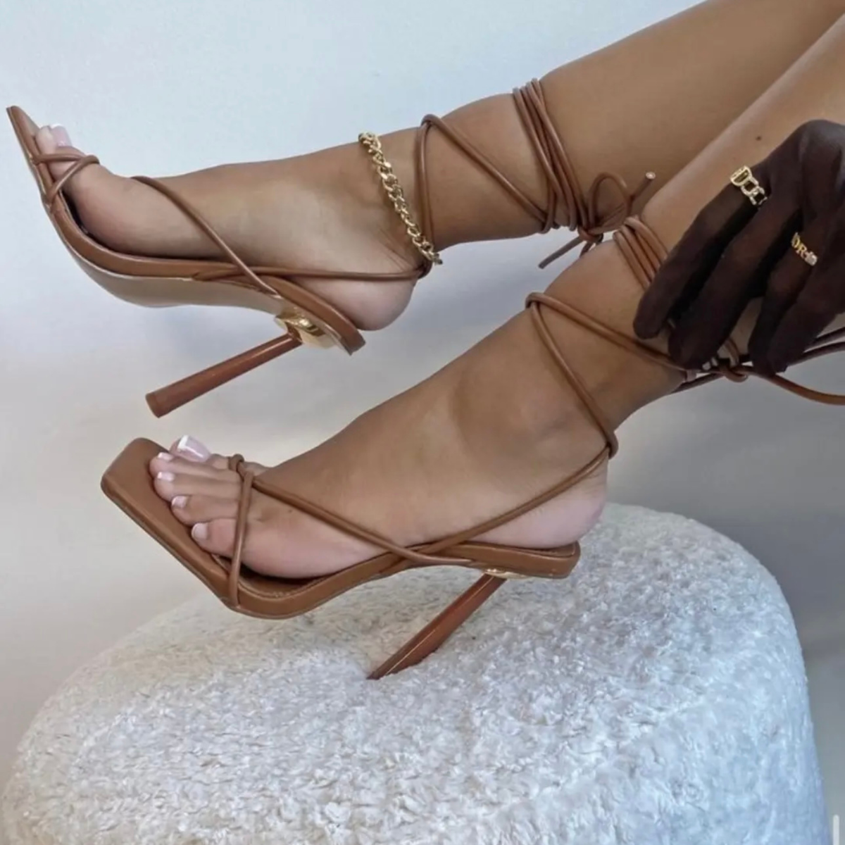 Public Desire Brown Lace Up Heels