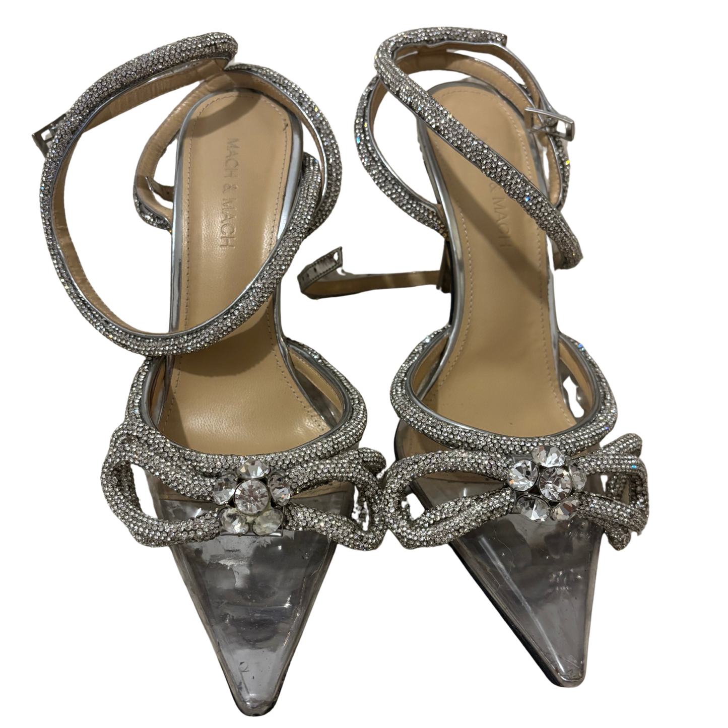 Mach & Mach Double Bow Heels - Silver