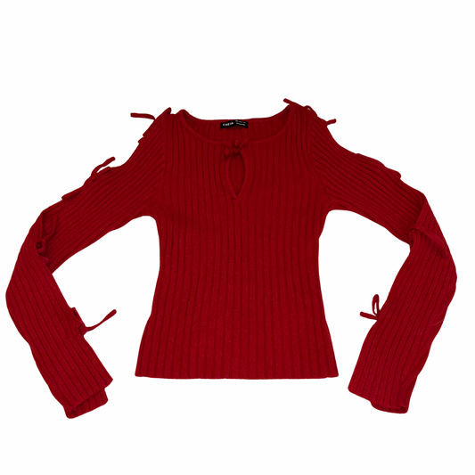 Red Knit Bow Detail Jumper