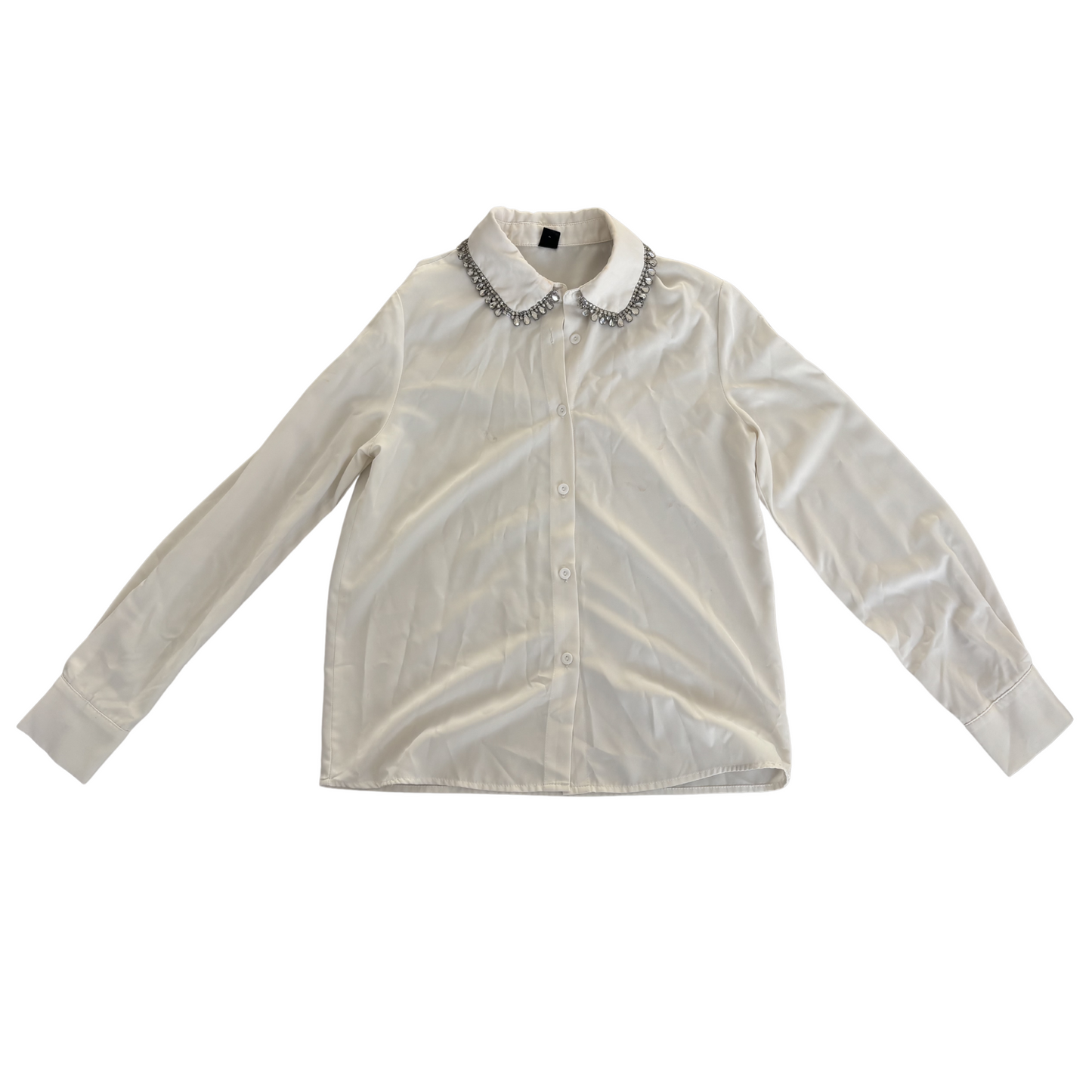 Shein White Embellished Collar Shirt