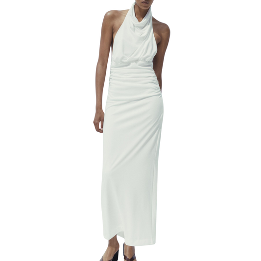 Zara White Halterneck Maxi Dress
