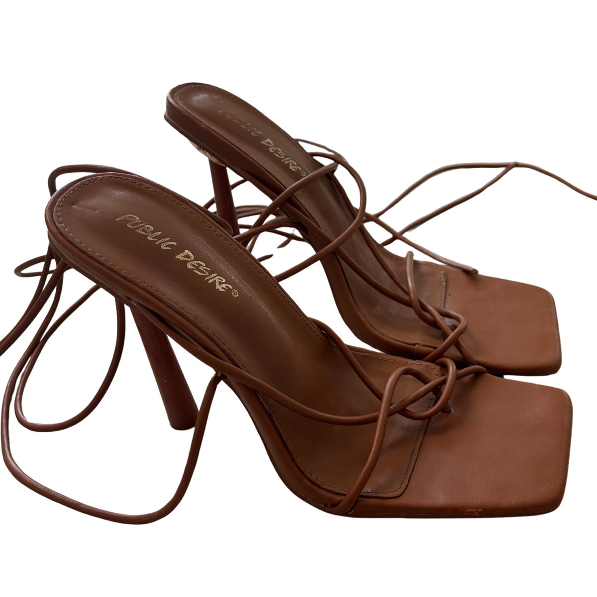 Public Desire Brown Lace Up Heels