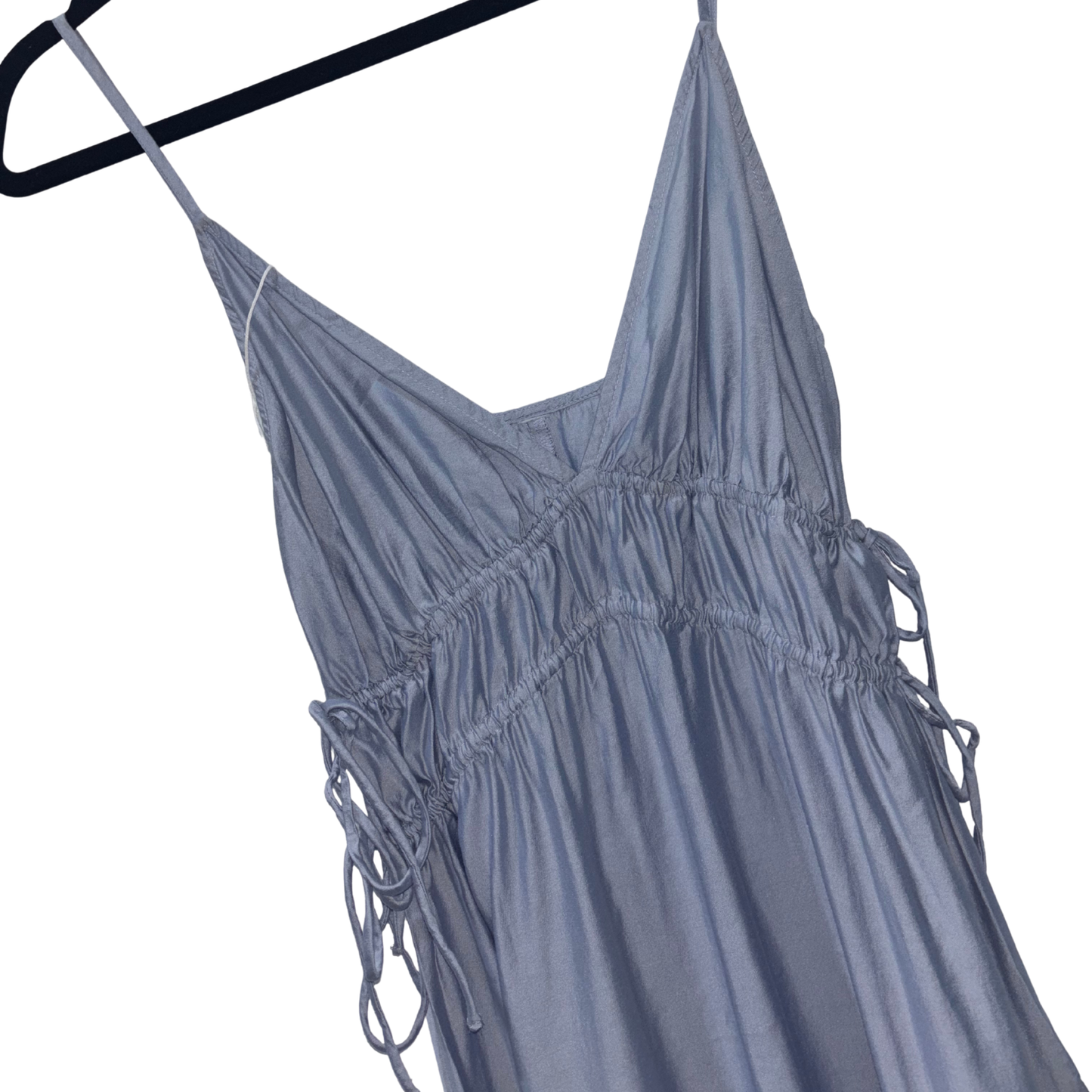 Zara Blue Ruched Tie Midi Dress