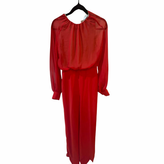 Mango Red Chiffon Jumpsuit