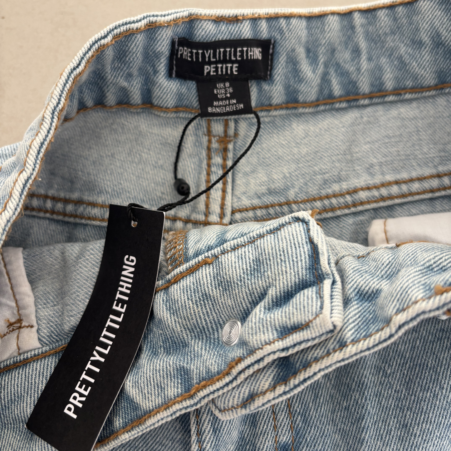 PLT Feather Trim Denim Shorts