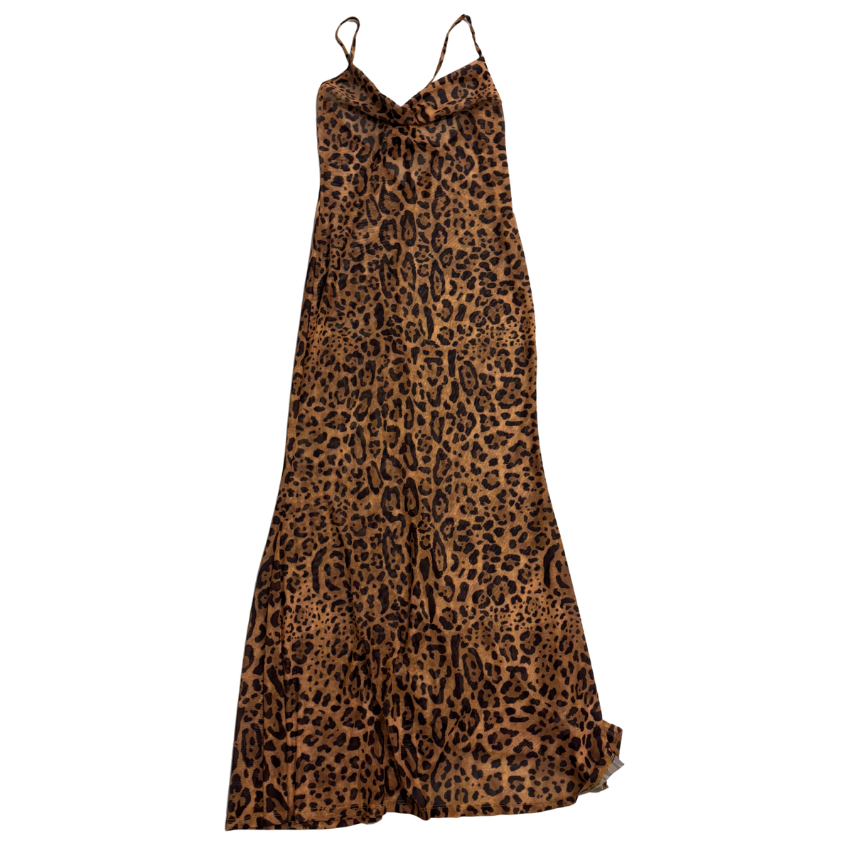 Mesh Leopard Print Maxi Dress