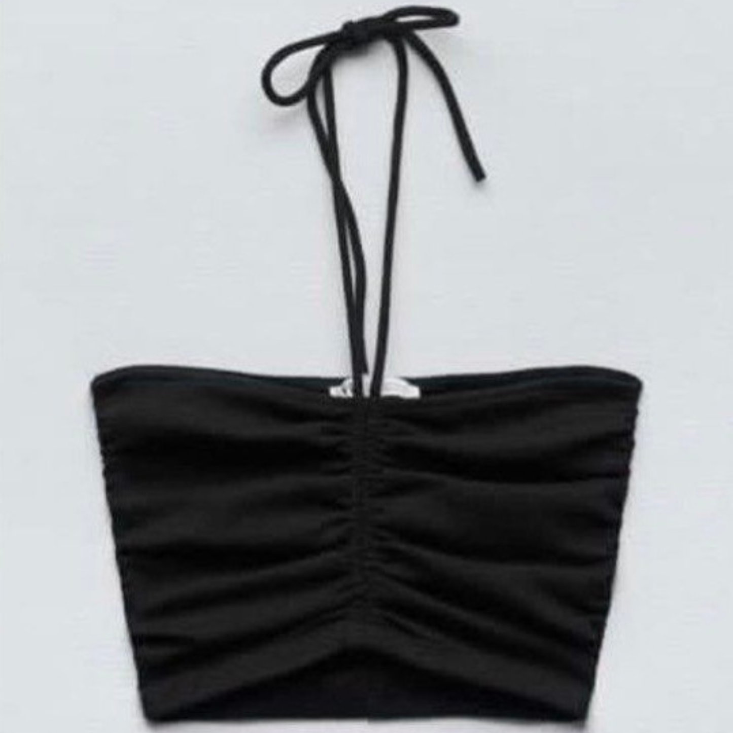 Zara Black Ruched Halterneck Top