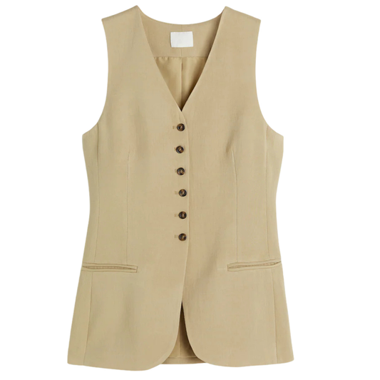 H&M Nude Button Up Waistcoat