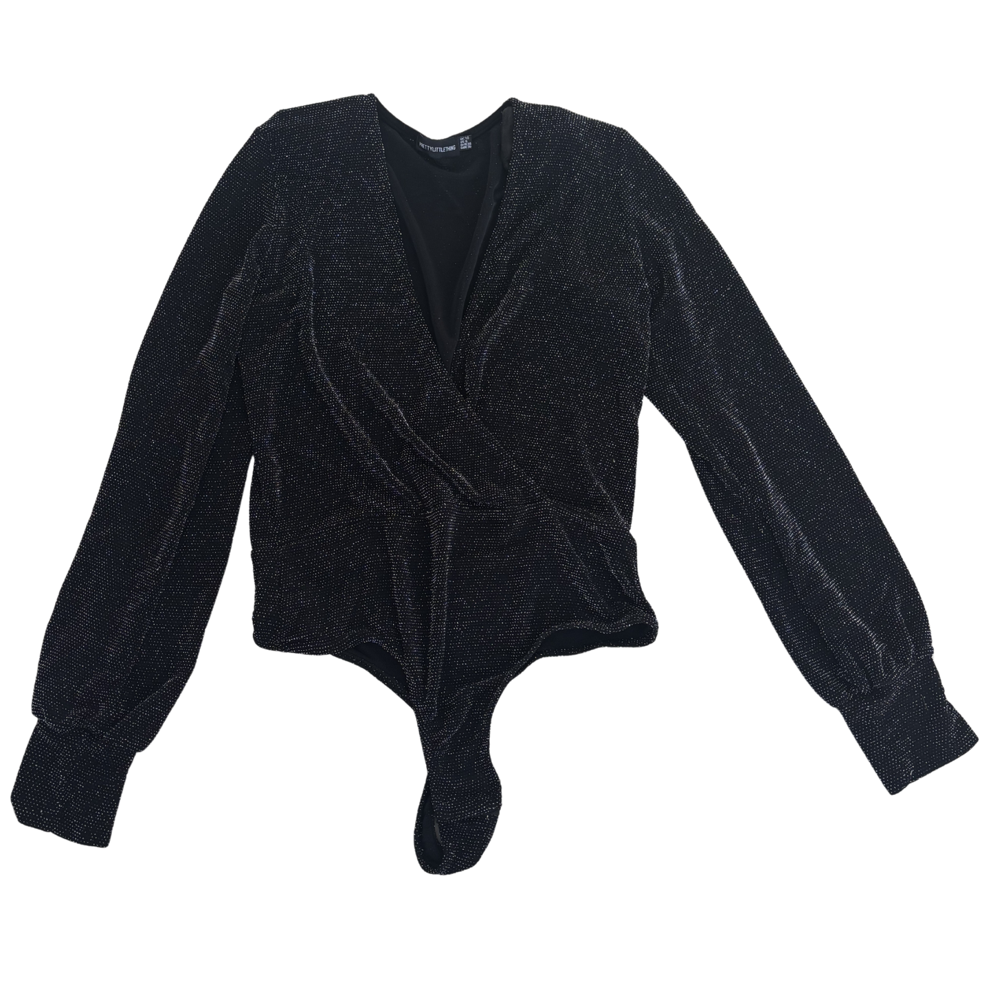 PLT Black Lurex Long Sleeve Bodysuit