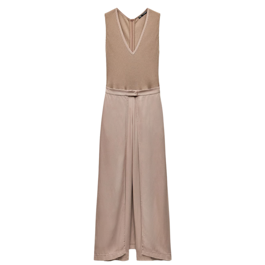 Zara Brown Wrap-Over Jumpsuit