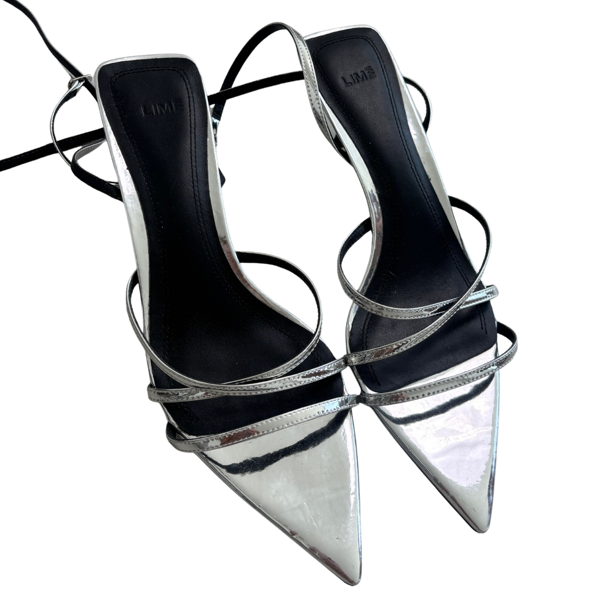 Lime Silver Pointed Toe Heels