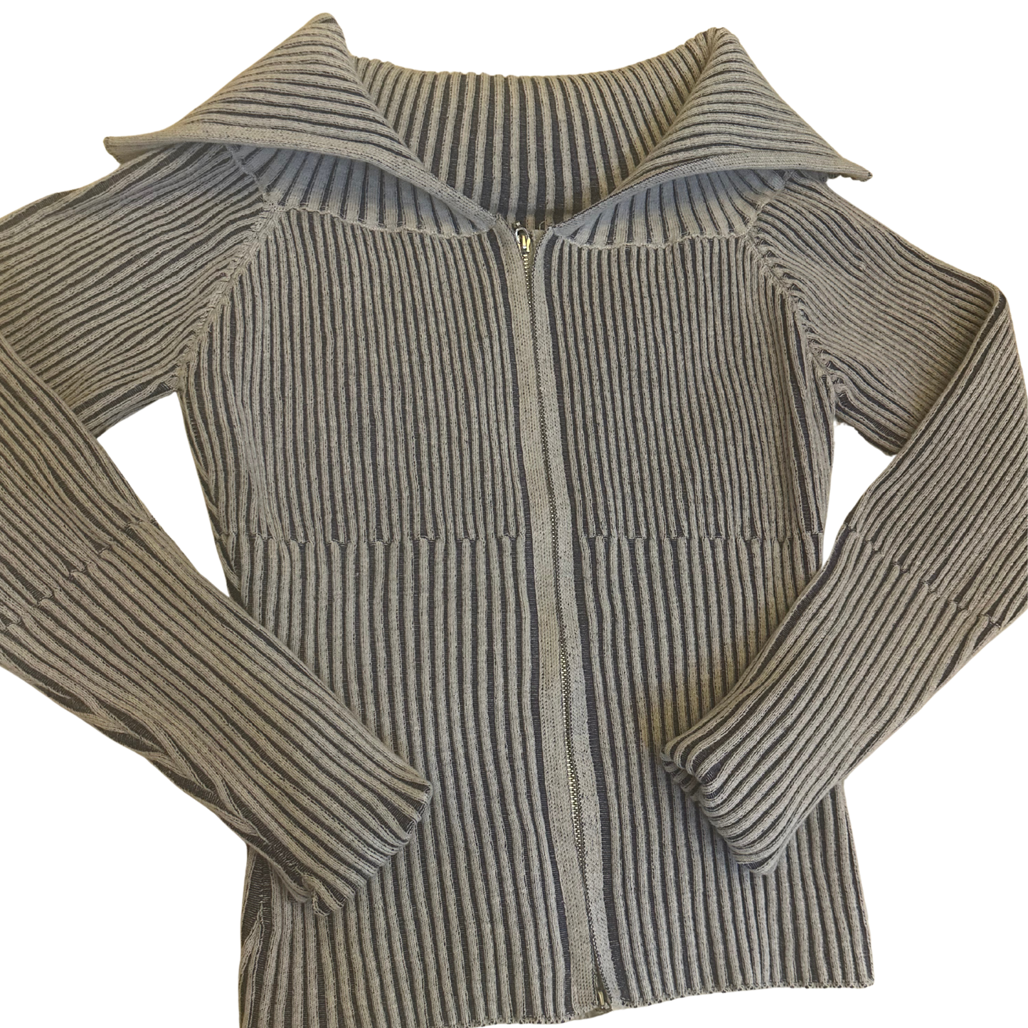 Grey Ribbed Cropped Jacket