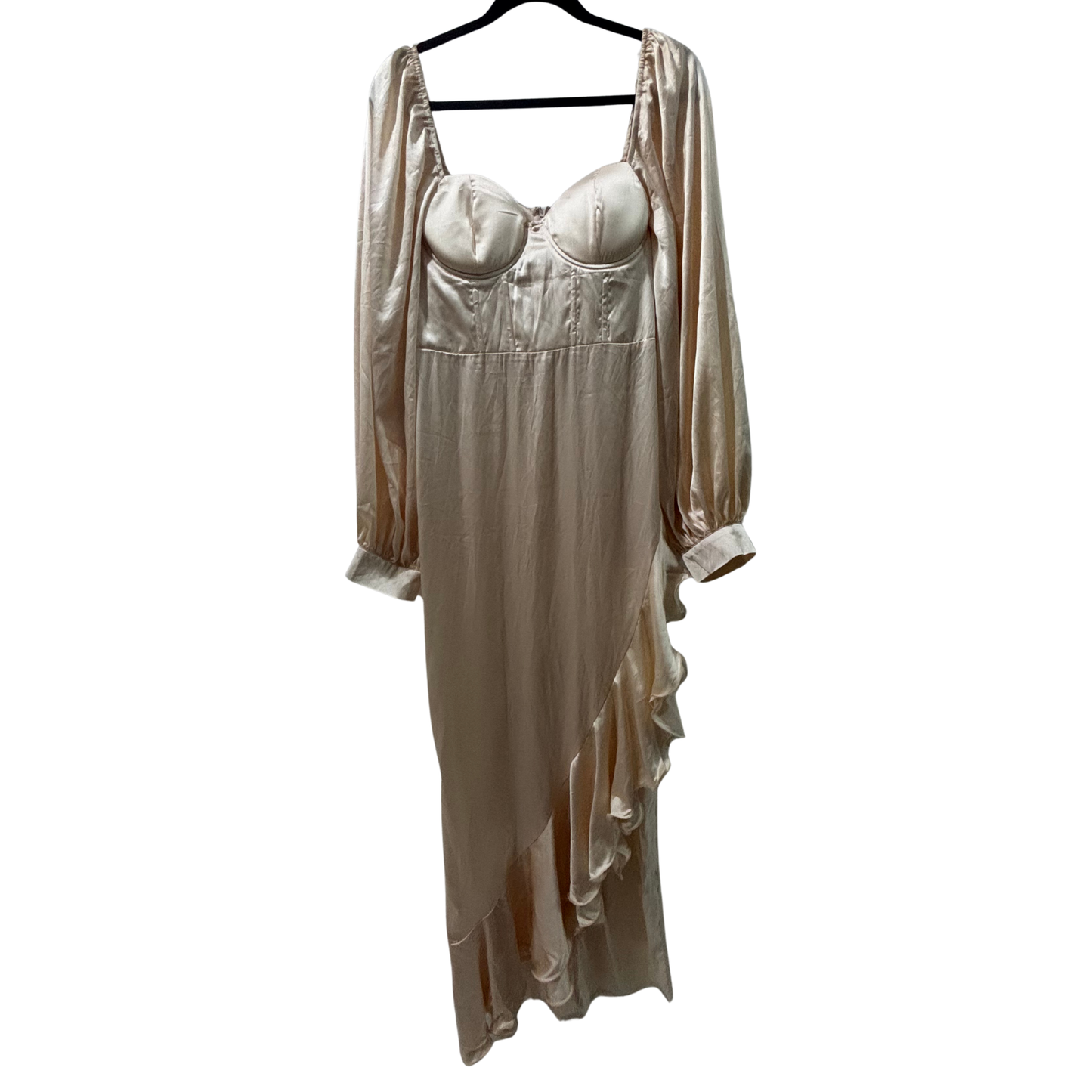 Boohoo Cream Satin Maxi Dress