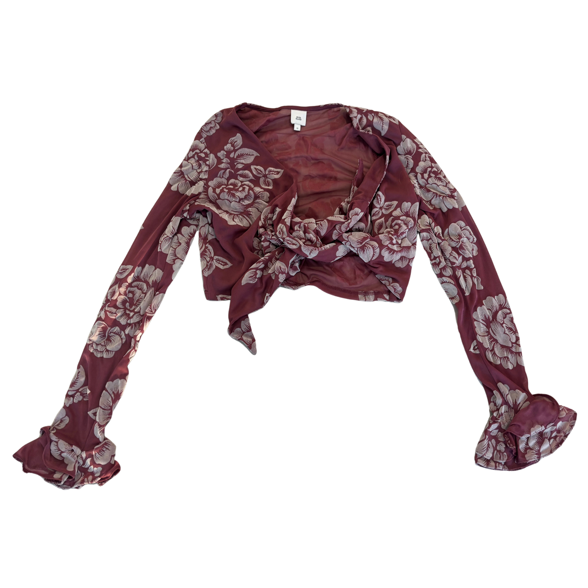 River Island Dusty Pink Floral Tie Front Top