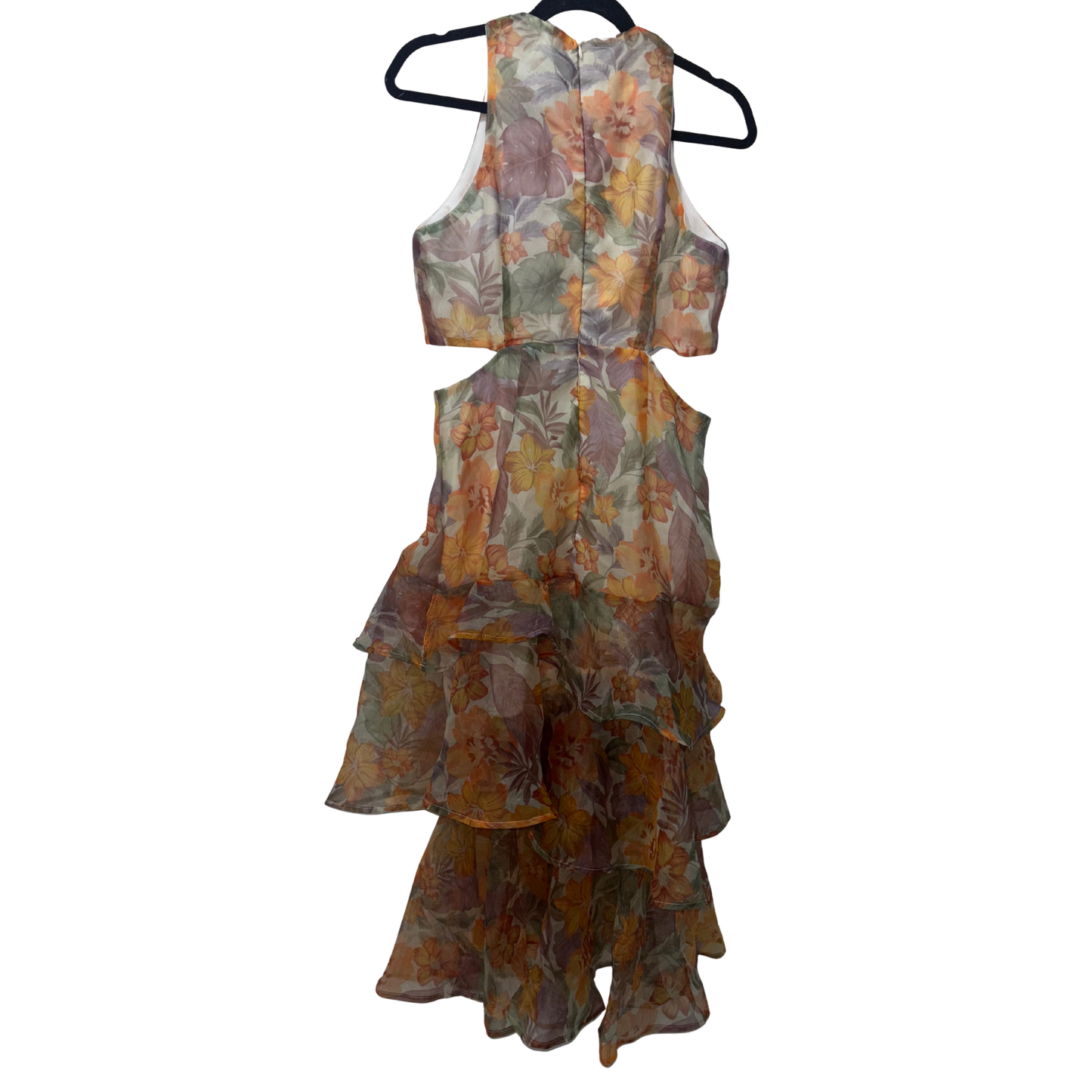 Floral Cut Out Maxi Layered Dress