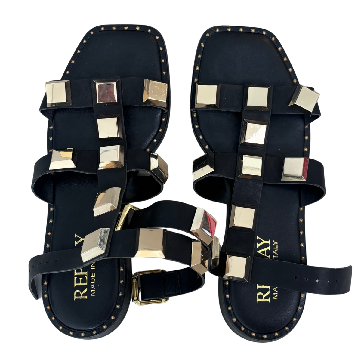 Replay Black Studded Sandals