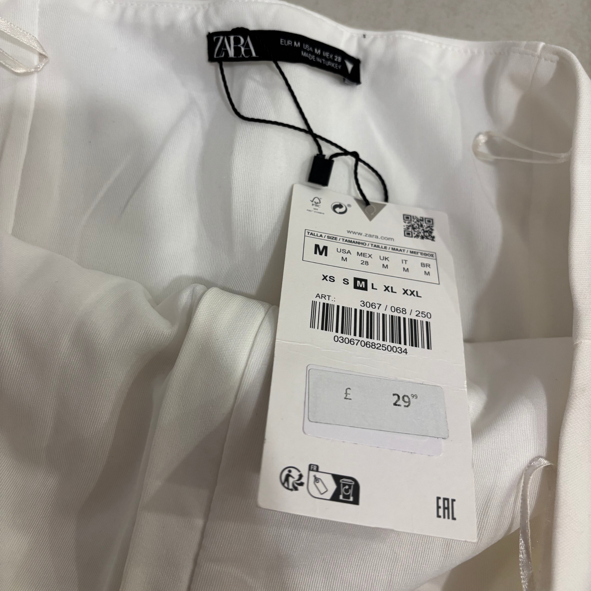 Zara White Zip-Up Bandeau Corset