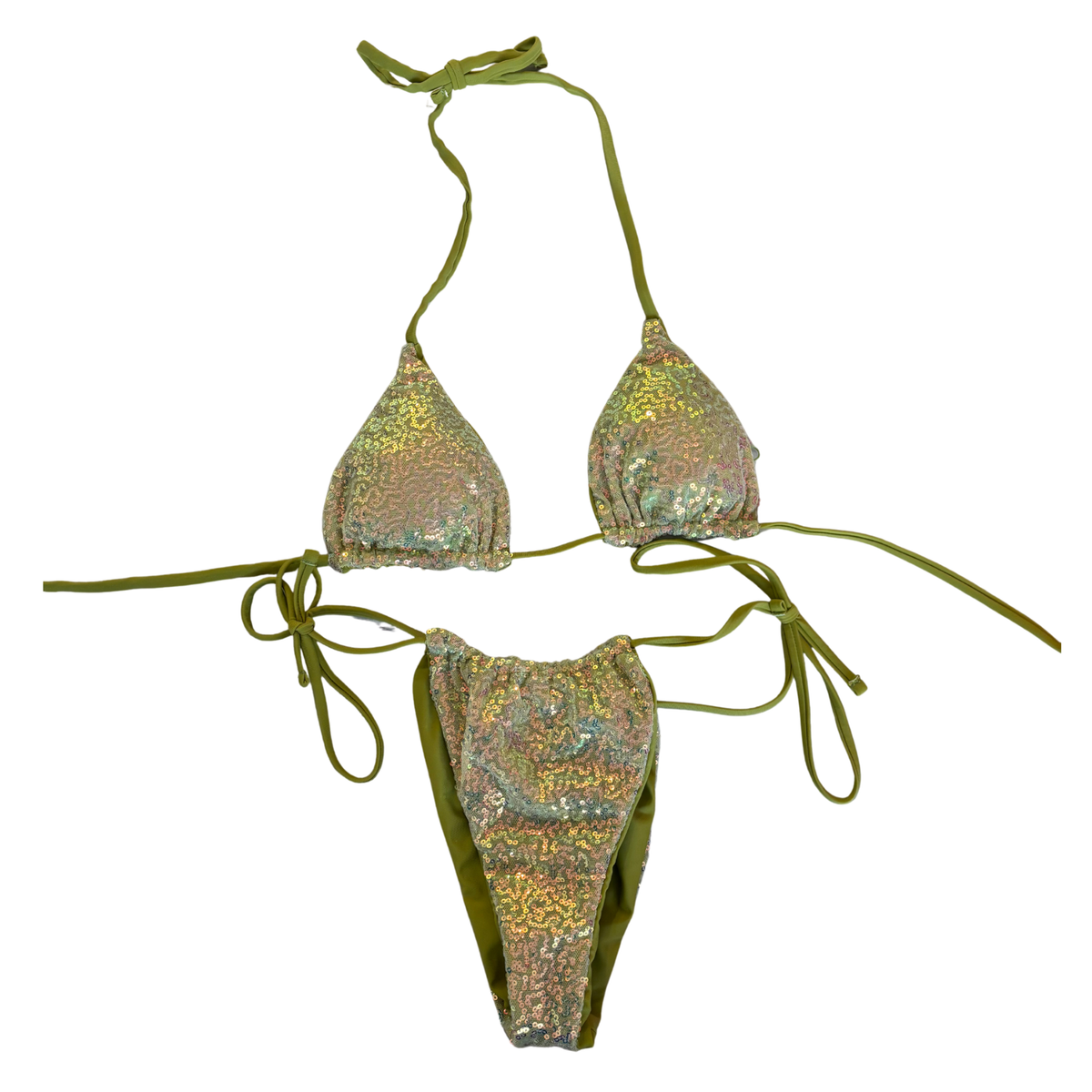 Green Sequin Bikini Set