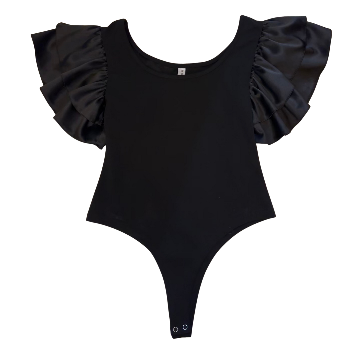Moda Italy Black Ruffle Sleeve Bodysuit
