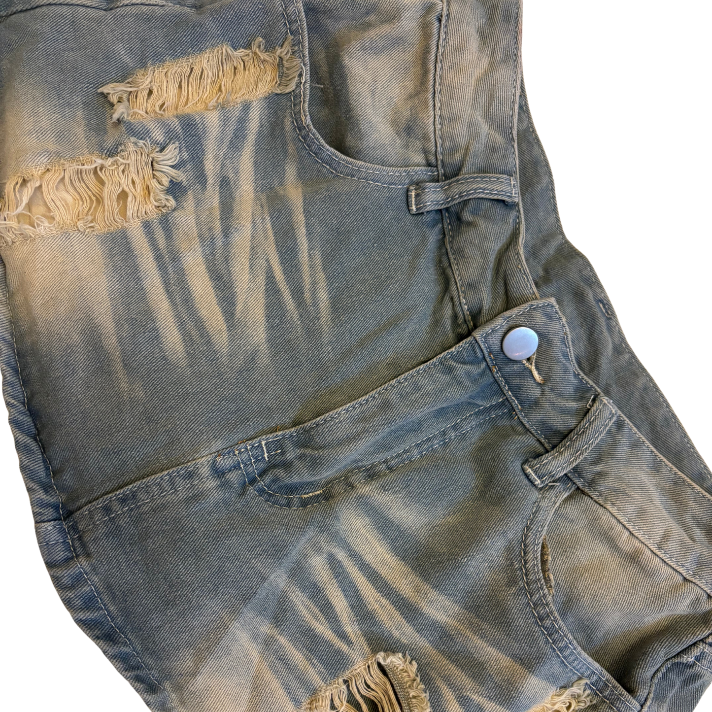 Blue Distressed Denim Skort