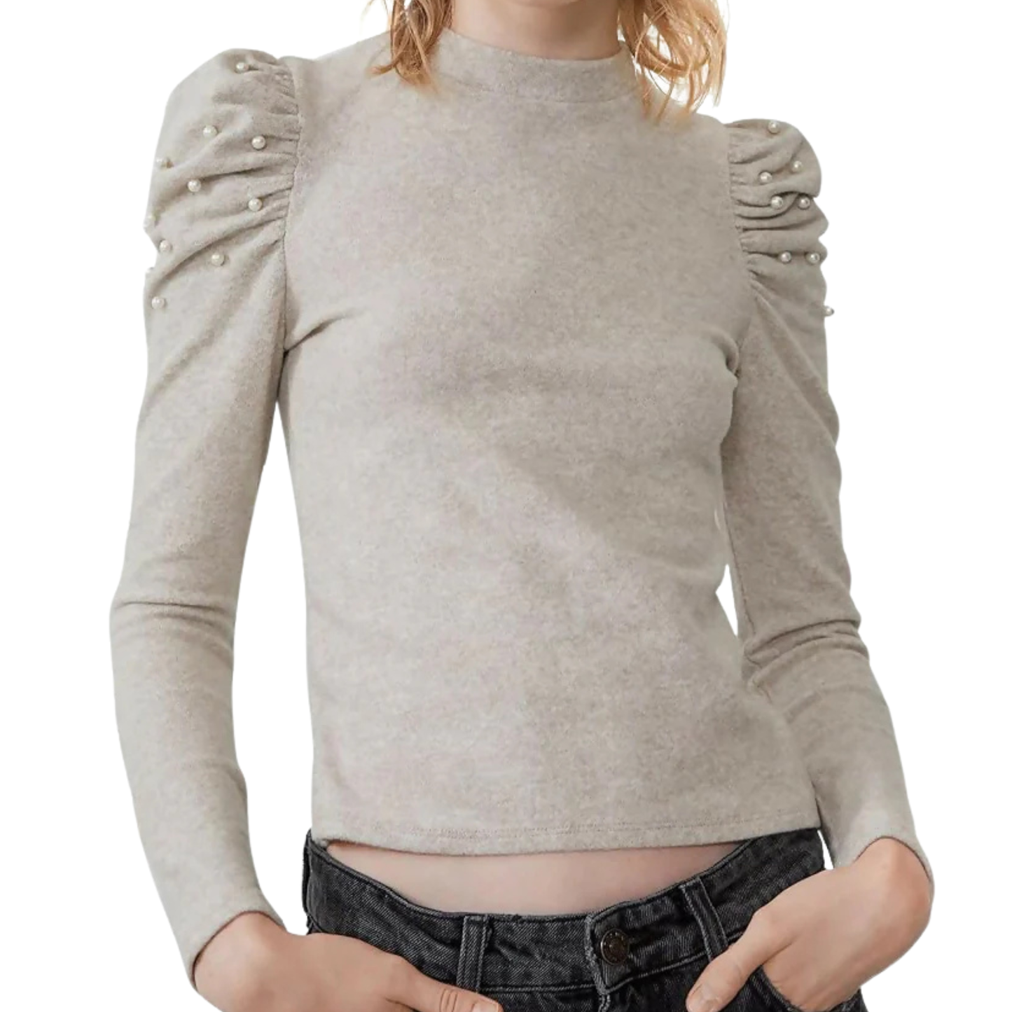 Zara Pearl Detail Ruched Top