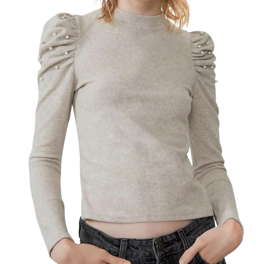 Zara Pearl Detail Ruched Top