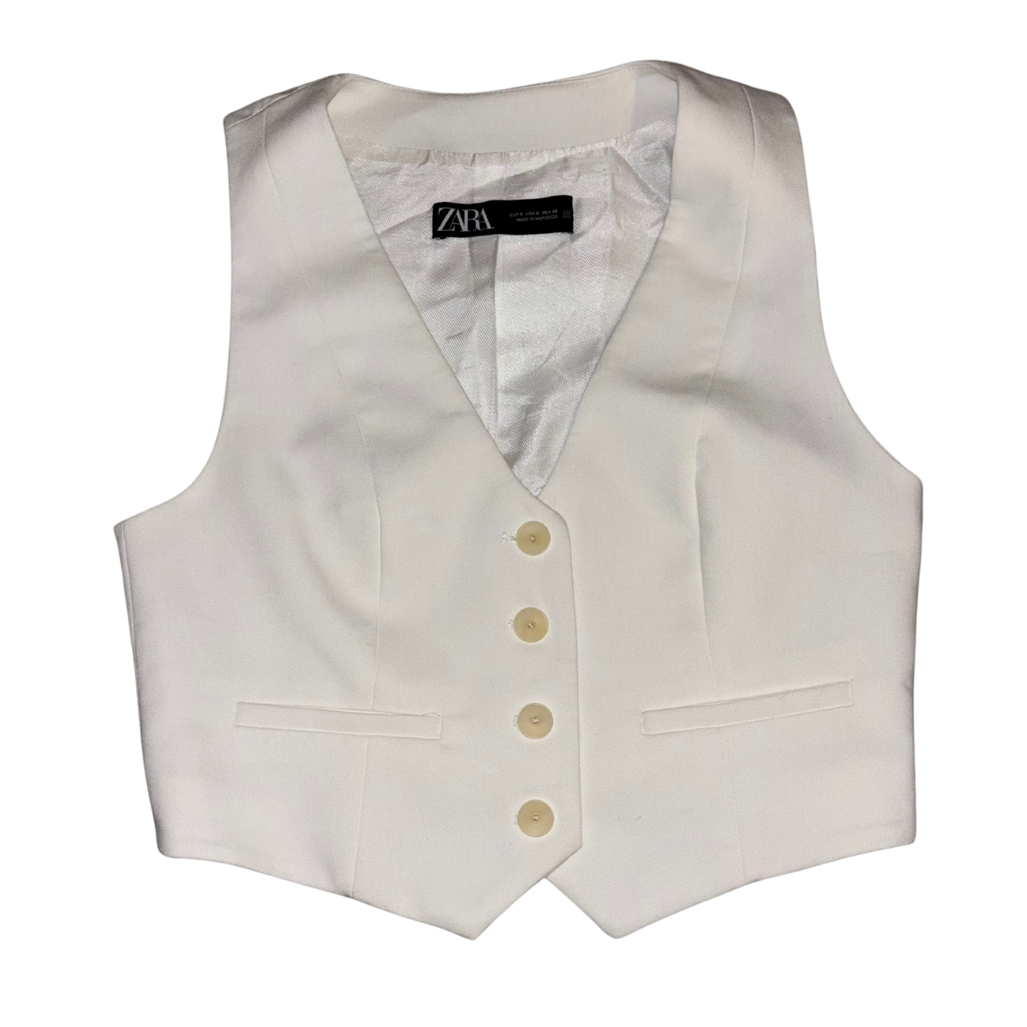 Zara White Button Up Waistcoat