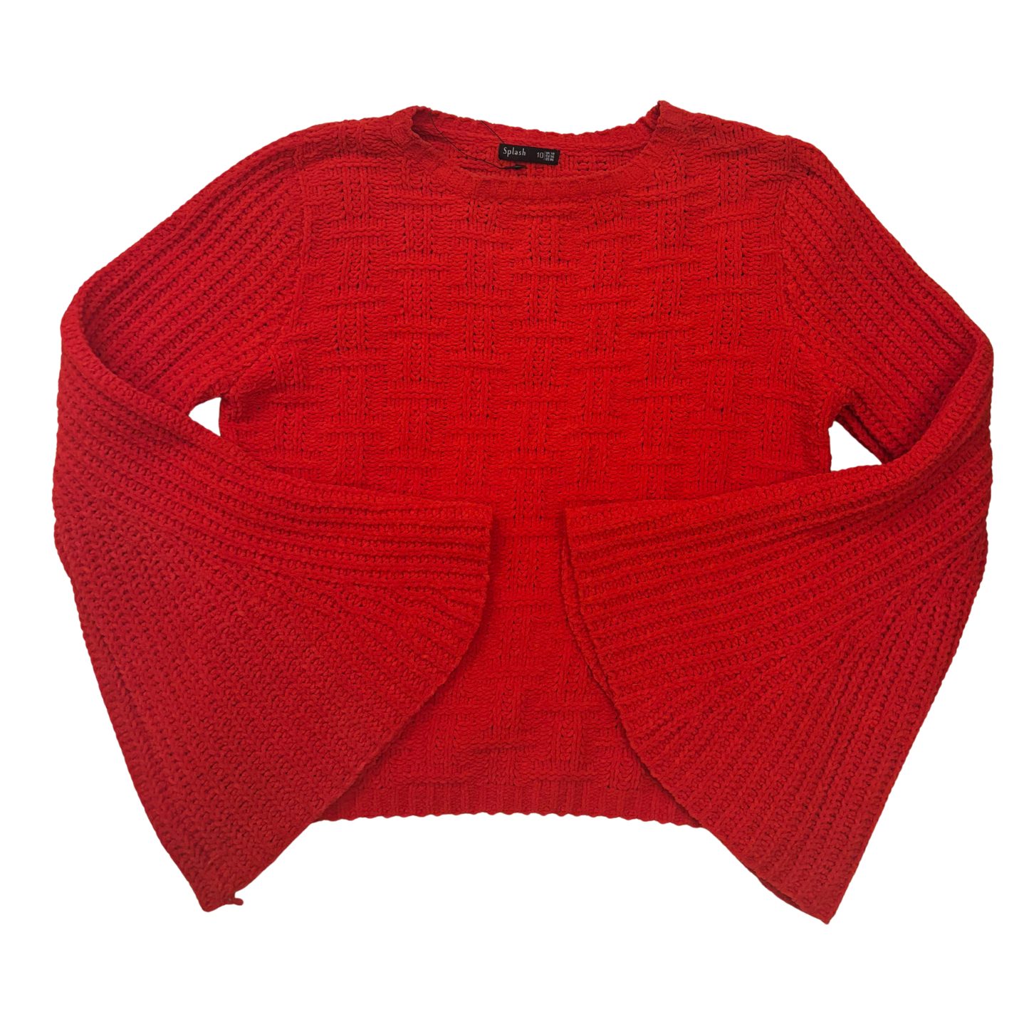 Red Flare Sleeve Knitted Sweater