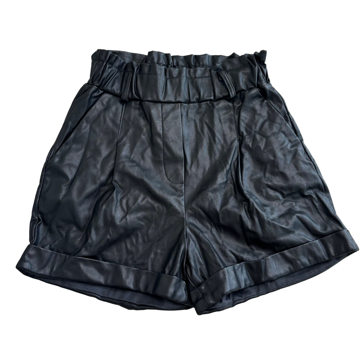 Black Faux Leather Shorts