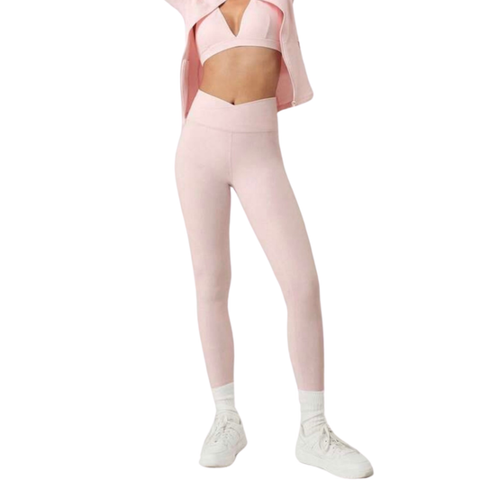 Pale Pink V Front Leggings