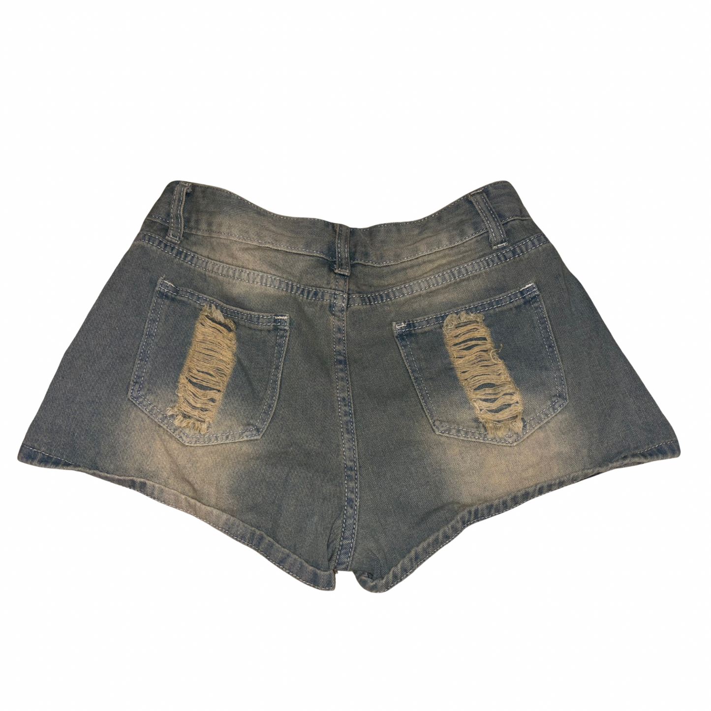Blue Distressed Denim Skort