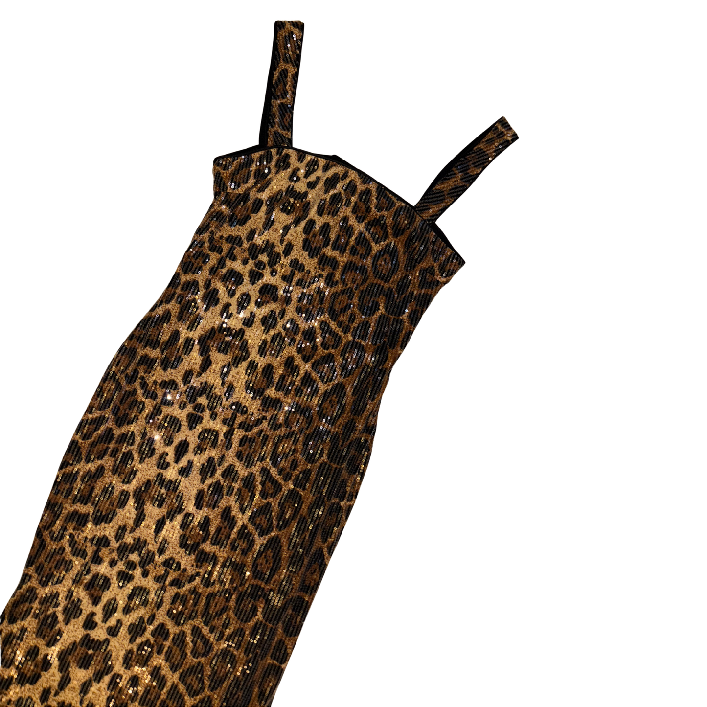 Leopard Print Sequin Maxi Dress