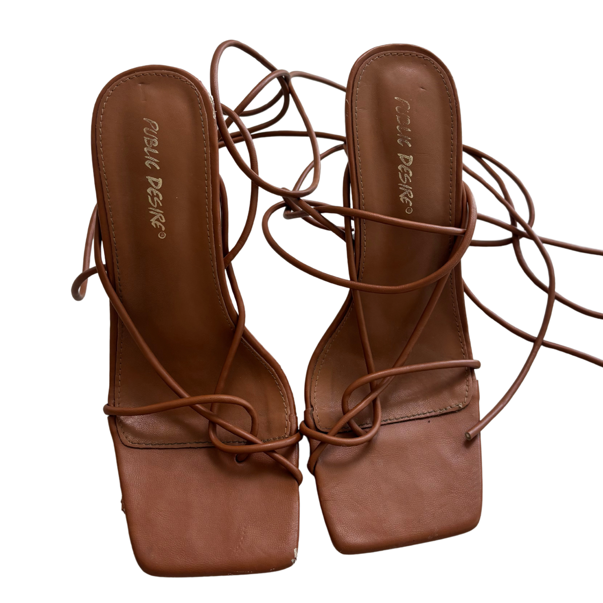Public Desire Brown Lace Up Heels
