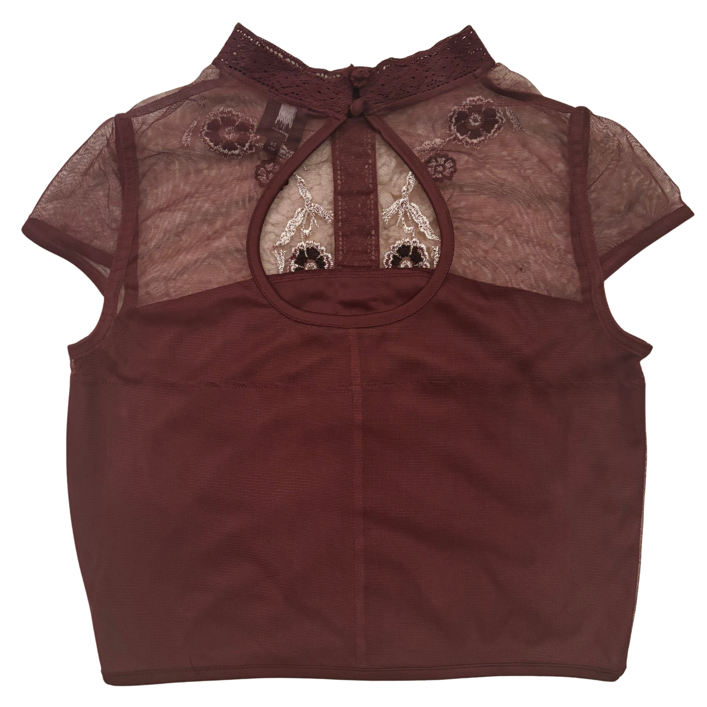 River Island Maroon Mesh Detail Crop Top