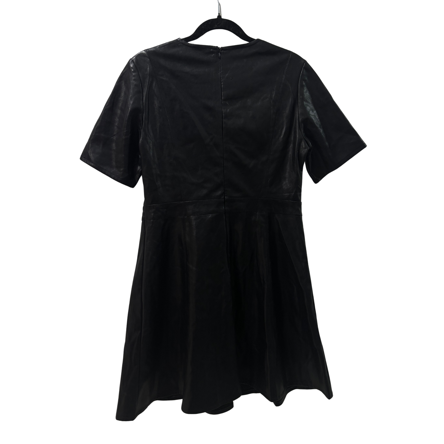 'Reserved' Black Leather Short Sleeve Dress
