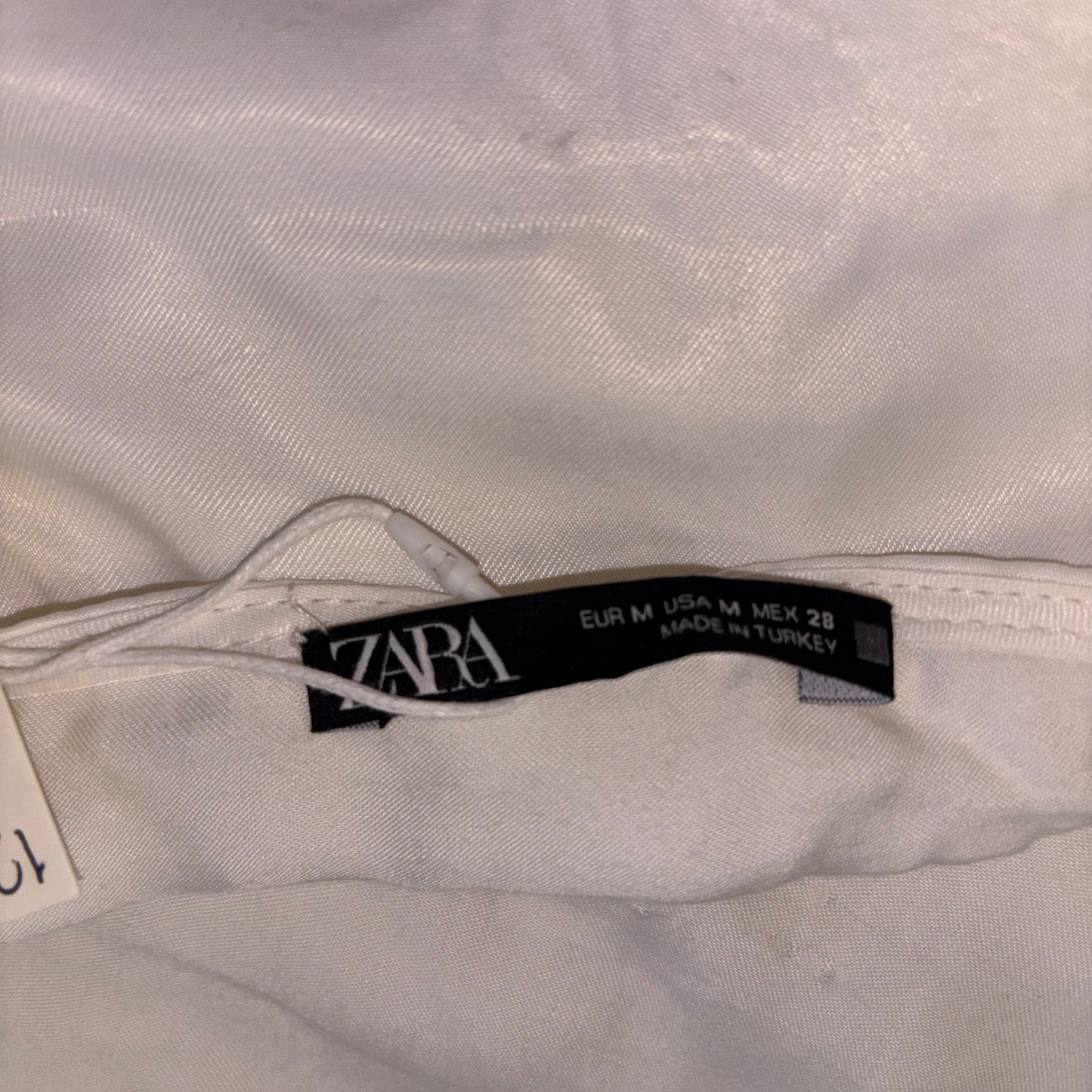 Zara White Satin Chain Detail Top