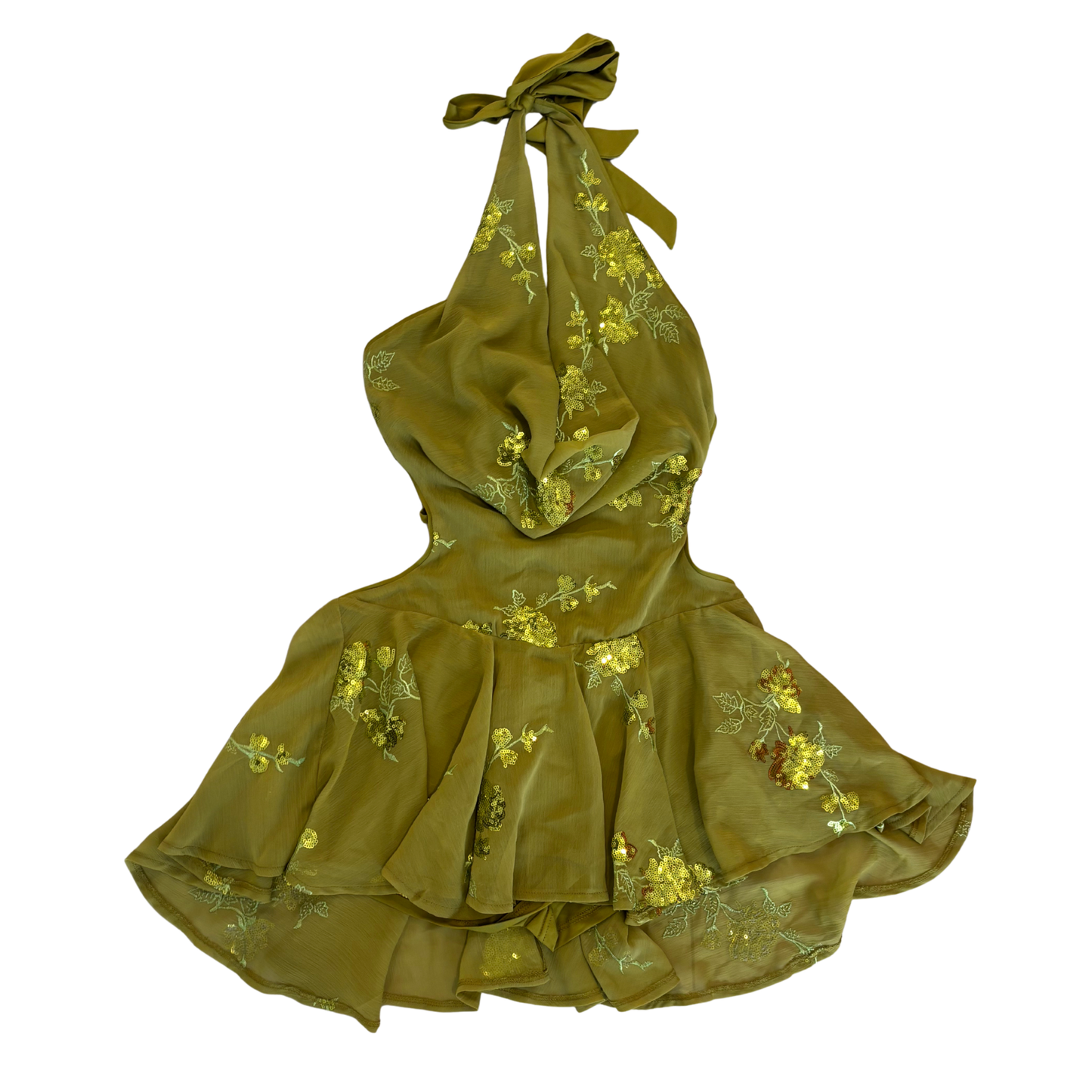 Green Halterneck Sequin Mini Dress