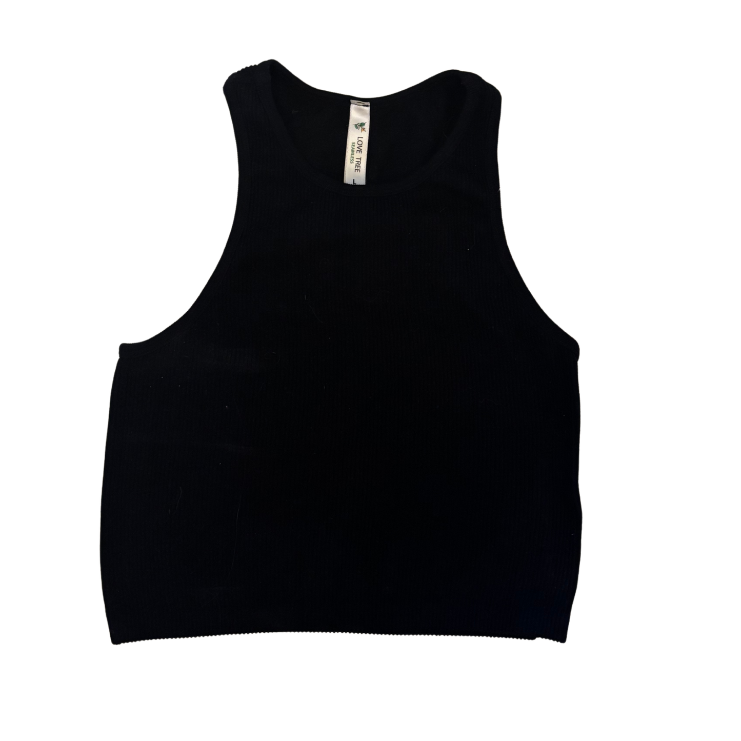Love Tree Black Seamless Rib Crop Top