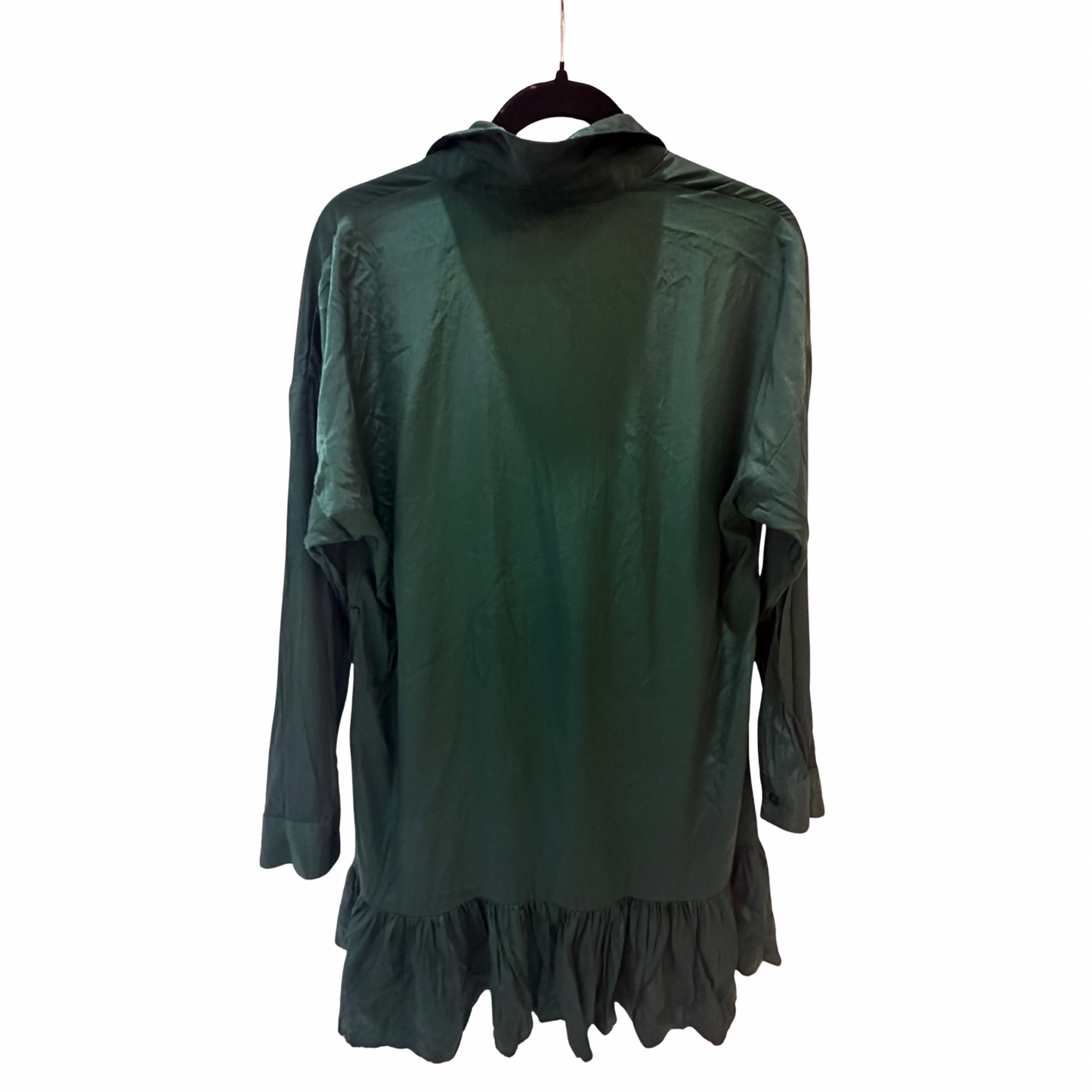 Zara Button Up Green Satin Mini Dress