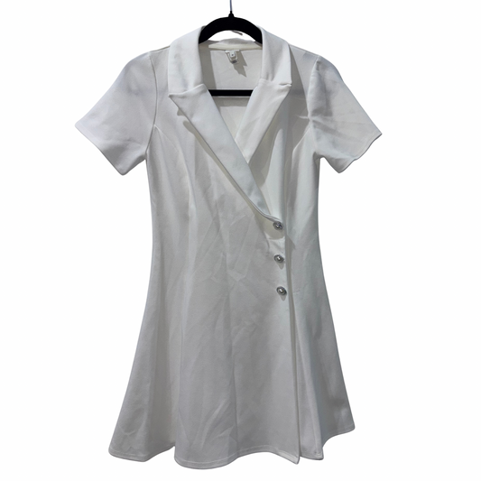 River Island White Button Detail Mini Dress