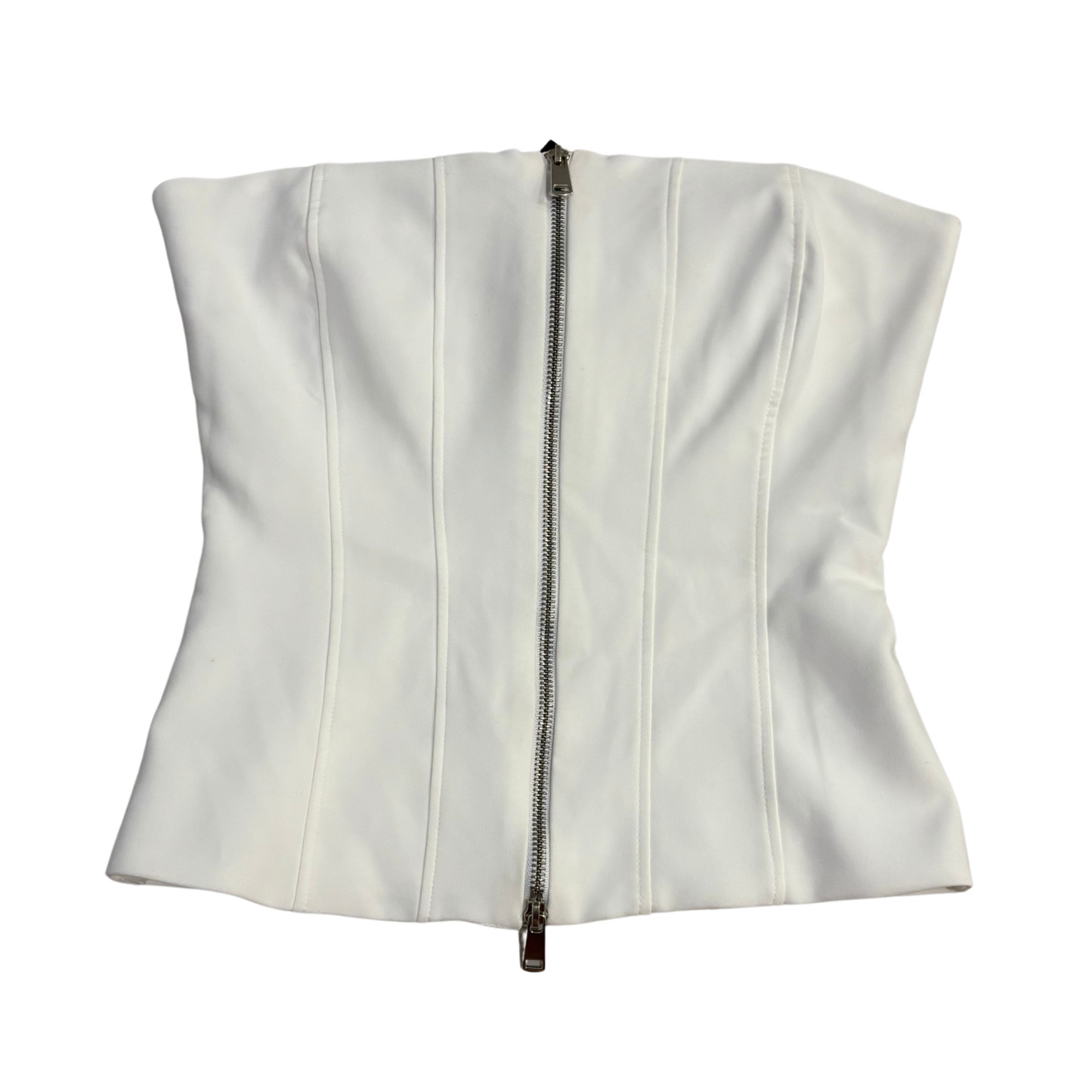 Zara White Zip-Up Bandeau Corset